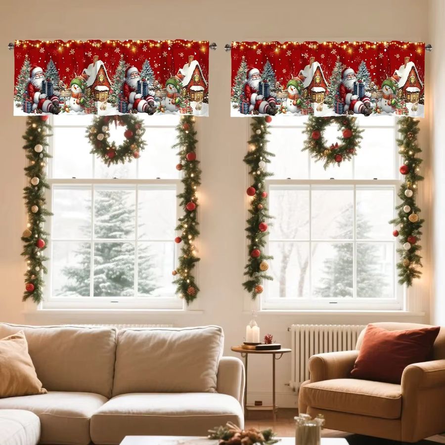 VIKAMA Weihnachts-Spitzenvorhang für festliche Dekoration in Küche und Schlafzimmer - Bild 1