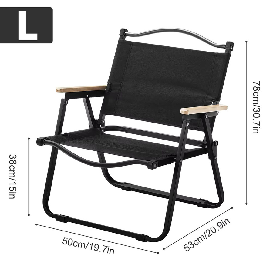 Klappbarer Campingstuhl mit Armlehnen und Rückenlehne von LONENESSL in Schwarz, B/T/H: 50 x 53 x 78 cm - Bild 5