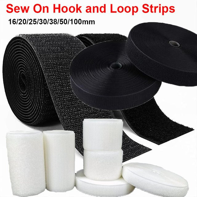 Nylon Klettverschlussband zum Nähen, schwarzer Stoffverschluss als DIY-Nähmaterial, nicht klebende Rückseite - Bild 1