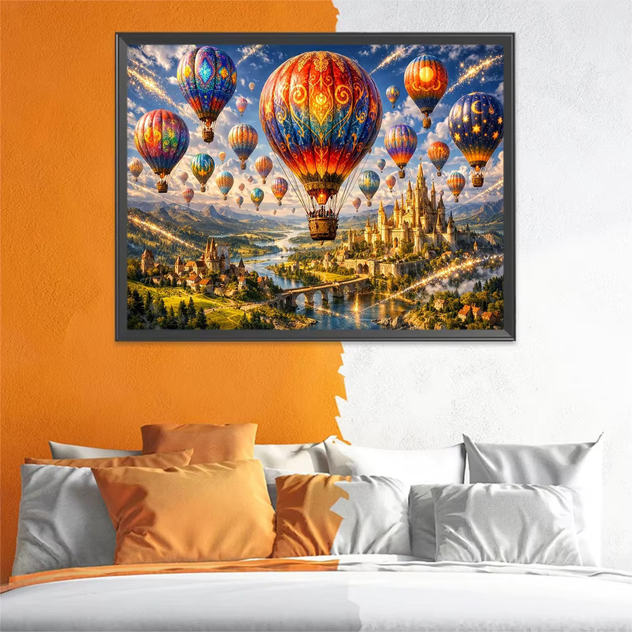 EverShine Diamant-Mosaik DIY Vollbohr-Stickerei Heißluftballon Landschaft Wanddekoration, Mehrfarbig, B/H: 30 x 30 cm - Bild 3