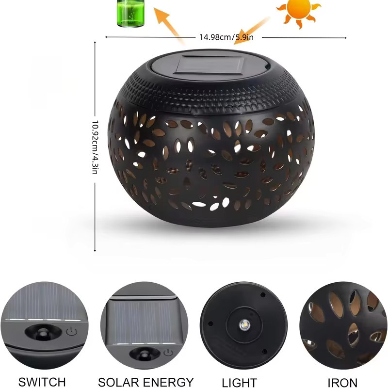 Leclstar Solar-Eisenlaterne im Boho-Stil für Garten und Terrasse, wärmelichtweiß, Schwarz oder Weiß - Bild 3