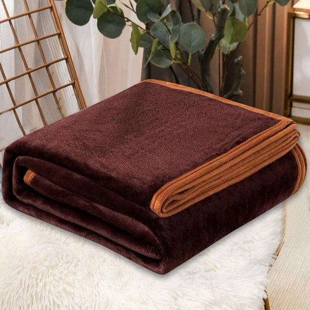 Warme Coral Fleece Flanell Decke von WoW Home in Kaffeebraun, B/H: 70 x 100 cm - Bild 1