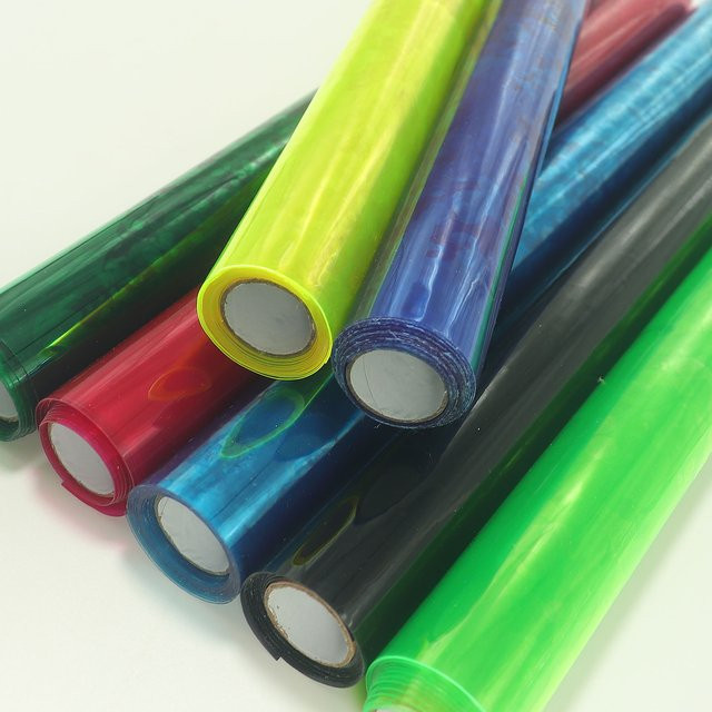 Transparentes PVC-Kunstleder für DIY und Bastelarbeiten, Breite: 30 cm, Farbe: Mehrfarbig (Transparent/Orange) - Bild 1