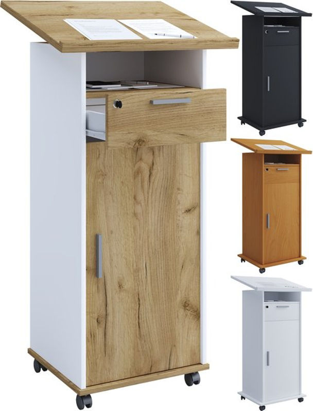 VCM Stehpult Meeta in Buche-Dekor, braun, B: 50 cm, H: 108,3 cm, T: 60 cm - Bild 2