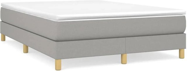 vidaXL Boxspringbett in Hellgrau mit Stoffbezug, B/T/H: 140 x 190 x 25 cm - Bild 1