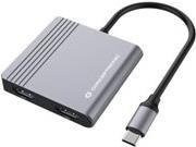 Conceptronic Dockingstation mit USB-C, 2 x HDMI und USB-A in Silber/Grau für 4K UHD - Bild 1