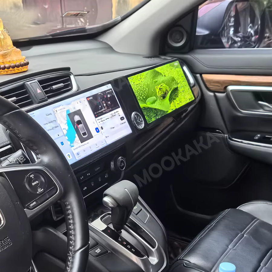 Aotsr Android Auto Stereo Multimedia Radio mit Dual Screen und GPS für Honda CR-V 2017-2021, Schwarz, 24,6 Zoll - Bild 2