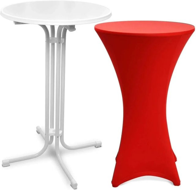 Beautissu Bellini Stehtisch Weiß mit Stella Stehtischhusse Rot, Durchmesser: 70 cm - Bild 1