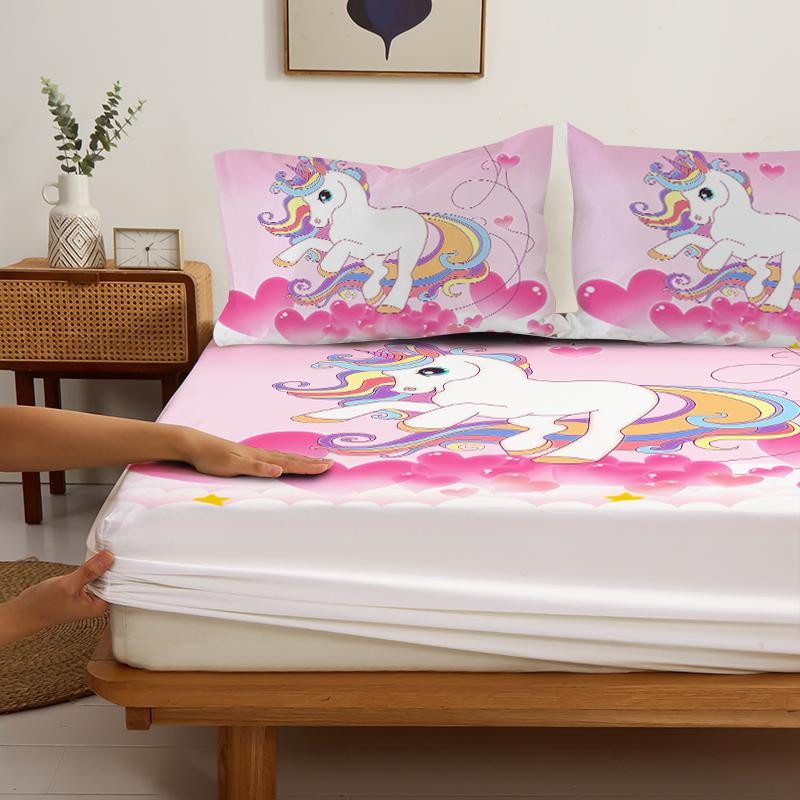 JMG Household Supplies 3-teiliges Bettwäsche-Set Love Einhorn in Puder Pink, bestehend aus 1 Bettbezug und 2 Kissenbezügen, Material 100% Polyester, B/H: 100 x 200 cm - Bild 2