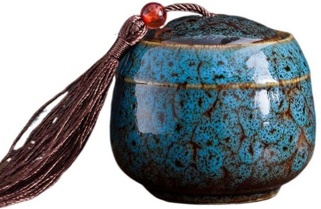 XUNYUa Keramik-Teedose im chinesischen Stil, blaue Kaffee-Dose und Lebensmittelbehälter - Bild 1