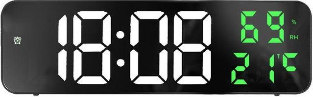 Digitale LED-Spiegeluhr von CosyHome in Schwarz mit Thermometer und Datumsanzeige zur Wandmontage - Bild 1