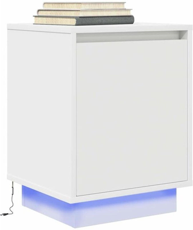 Moderner Nachttisch mit LED-Leuchten von Vidaxl in Weiß, B/T/H: 38 x 34 x 50 cm - Bild 1