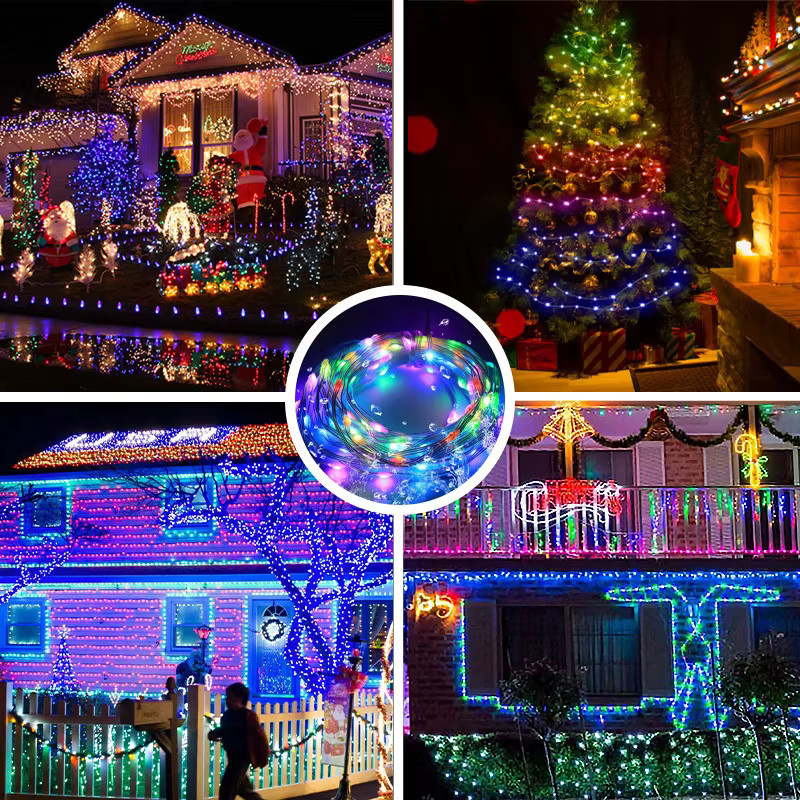 LINYILIGHT RGBIC LED Lichterkette mit Smart APP Steuerung, Wasserdichte WS2812B Girlande in Multicolour für Weihnachtsbaum und Zimmer-Dekoration - Bild 5