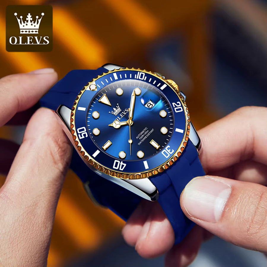 OLEVS Armbanduhr Automatik, Edelstahl, Blau, Herren - Bild 3