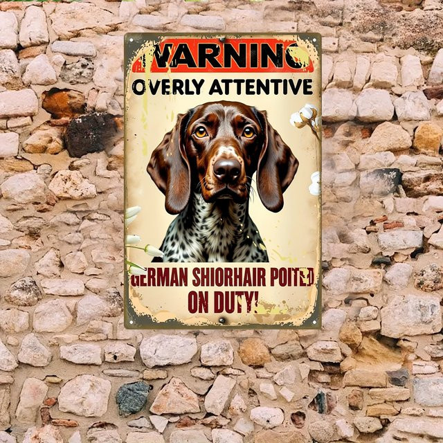 Vintage Metall-Hundeschild mit Deutschem Kurzhaar-Zeiger von CIFBUY, Wanddekoration in Mehrfarbig, Breite: 20,3 cm, Höhe: 30,5 cm - Bild 1