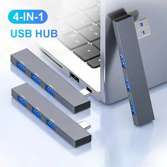 4-in-1 USB-C Hub Docking Station mit USB 3.0 und PD Ladefunktion als High Speed OTG Adapter für Laptop und PC - Bild 1