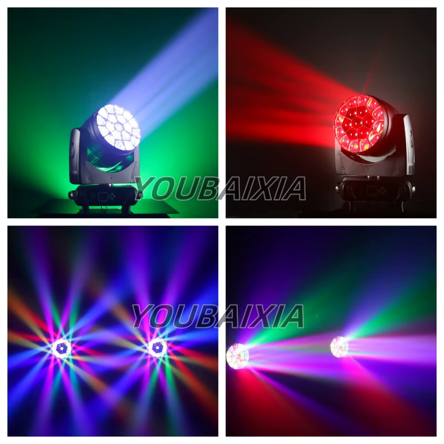 YOUBAIXIA Big Bee Eyes Moving Head mit Ringstrahl und Wash-Funktion, 19x40W RGB, Schwarz - Bild 3