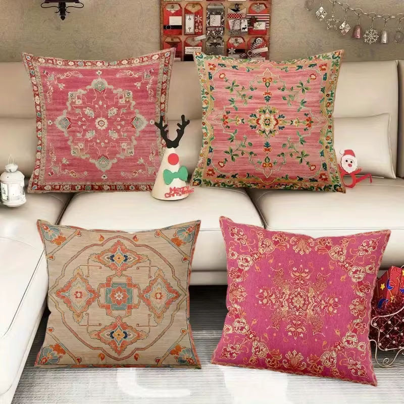 VIKAMA Bohemian Floral Kissenbezug, quadratisch, Mehrfarbig, B/H: 30 x 30 cm - Bild 4