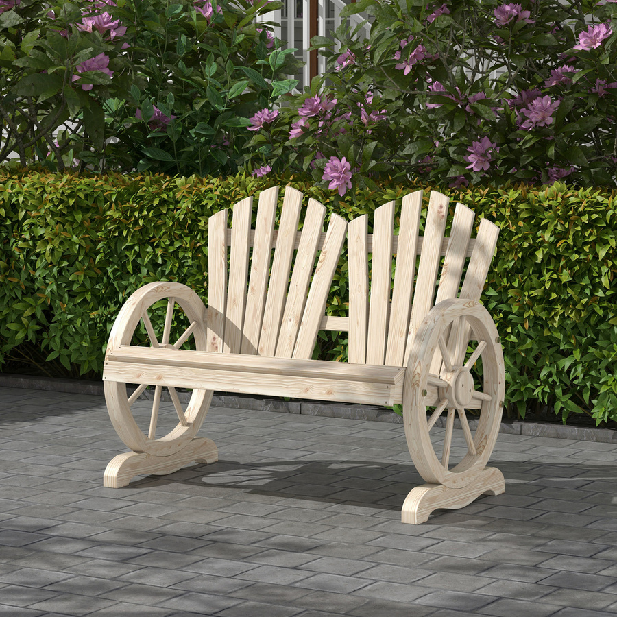 Outsunny Gartenbank aus Fichtenholz in Braun mit Armlehnen im Landhausstil, B/T/H: 108 x 66 x 95 cm - Bild 2