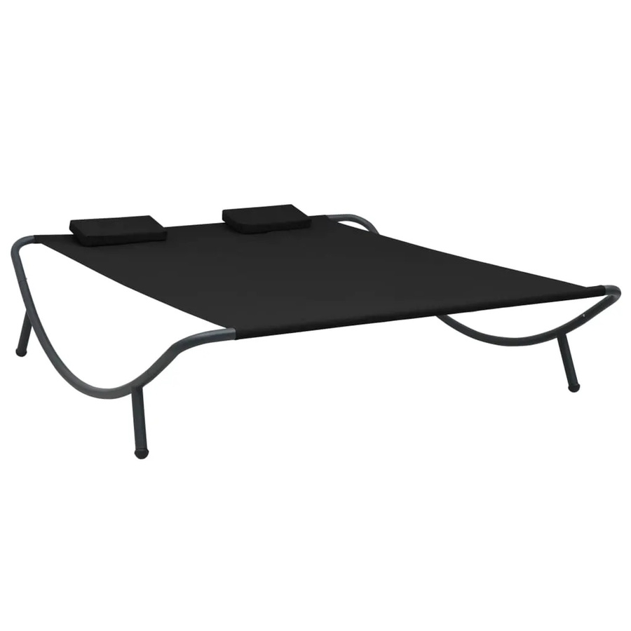vidaXL Sonnenliege aus UV-beständigem Polyester und Stahl in Schwarz, B/T/H: 173 x 60 x 45 cm - Bild 2