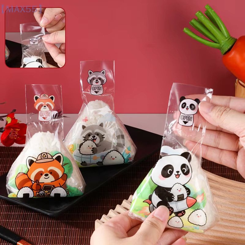 50 Stück MAX-55 Onigiri Sushi Verpackungstaschen aus transparentem Kunststoff im japanischen Cartoon-Design für Dreieck-Reisbälle - Bild 3