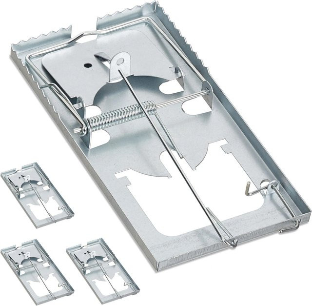 Relaxdays Rattenfalle aus Metall in Silber, giftfrei und wiederverwendbar, B/T/H: 16 x 2,5 x 8,5 cm - Bild 1