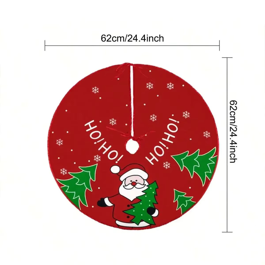 Rote Weihnachtsbaum Fußabdeckung mit Weihnachtsmann und Schneeflocken aus Polyester - Bild 5