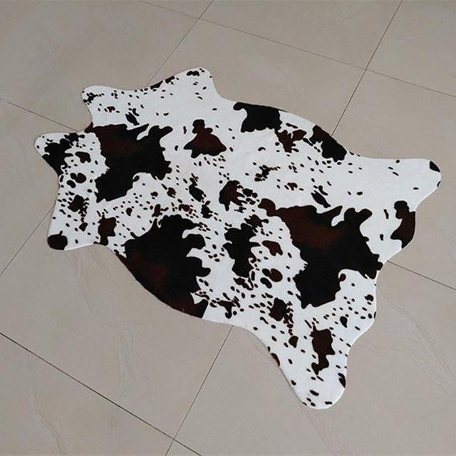 Rutschfester Teppich mit Zebra-Kuh-Muster im 3D-Look, ovaler Kurzflor-Teppich für Wohnzimmer und Salon, waschbar und allergikerfreundlich, B: 110 cm, T: 110 cm - Bild 1