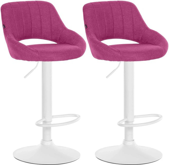 2er Set Barhocker DELUKE SEGAD aus Stoff in Lila mit Lehne und 360 Grad Drehsitz, B/T/H: 47 x 48 x 85 cm - Bild 1