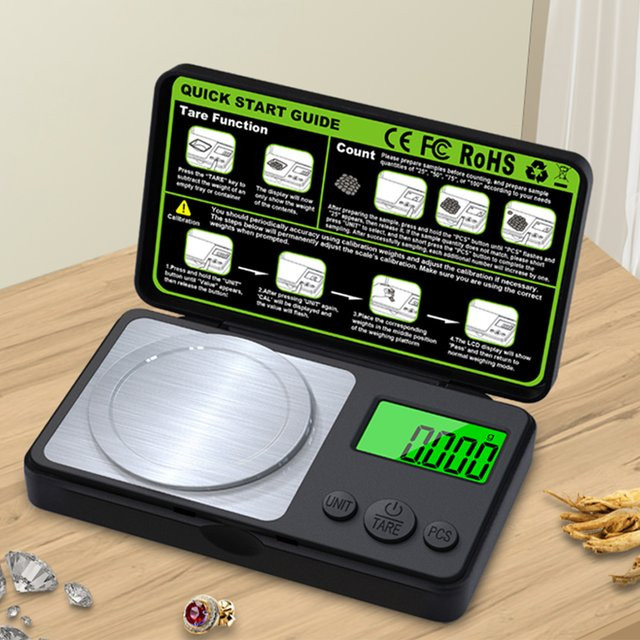 Hochpräzise Mini-Digitalwaage von kebidumei in Schwarz für Schmuck und Küche mit einer Kapazität von 100 g und einer Genauigkeit von 0,001 g - Bild 1