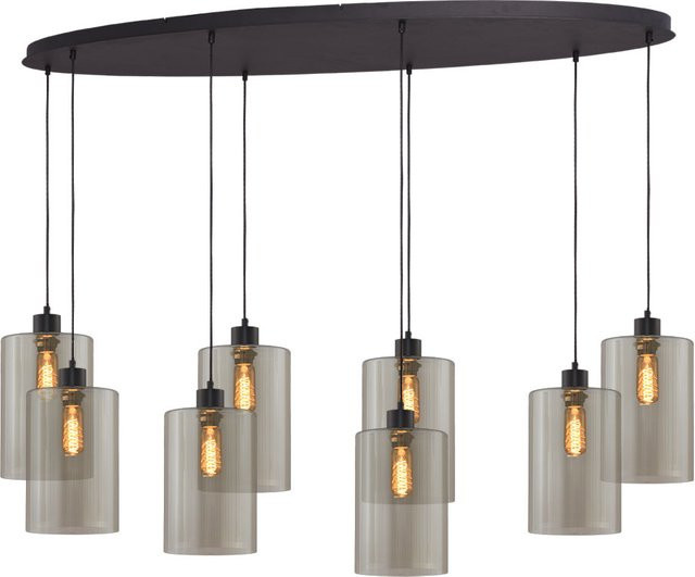 Masterlight Ortona Pendelleuchte 8-flammig oval in Schwarz matt mit transparentem Glas - Bild 1