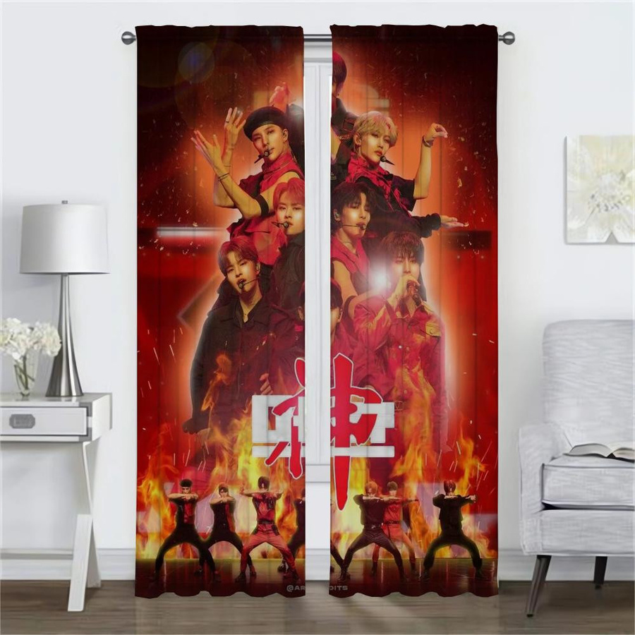 Stray Kids Moderne Tüllgardinen für Wohnzimmer und Schlafzimmer, 2 Stück, Transparent, Breite: 50 cm, Höhe: 70 cm - Bild 1