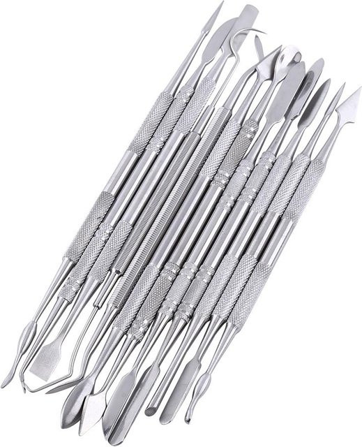 Igeteck 12-teiliges doppelseitiges Wachsschnitzwerkzeug-Set aus Edelstahl in Silber und Weiß für Schmuck, Dekoration und Dentallabor - Bild 1