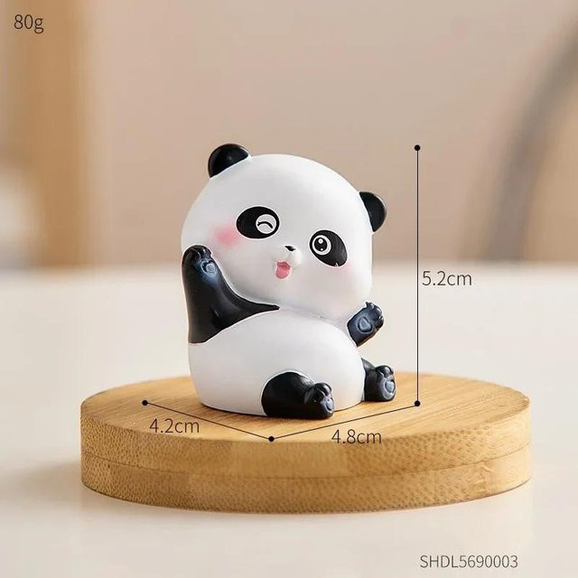 Niedliche Panda Tischdeko Figuren aus Harz in Schwarz-Weiß für Büro und Zuhause - Bild 1