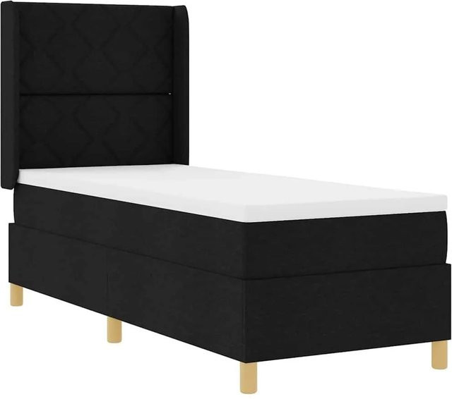 vidaXL Boxspringbett mit Matratze Schwarz Stoff Hybrid-Design mit Taschenfederkern B/T: 140 x 200 cm - Bild 1
