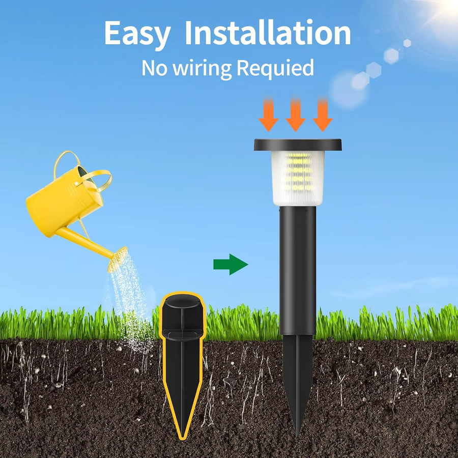 intelamp Solar-Wegeleuchten 2er-Pack mit 3800 mAh Akku, moderne Gartenbeleuchtung in Weiß und Schwarz für Garten, Terrasse und Gehweg, warmweißes Licht mit Dämmerungssensor - Bild 6