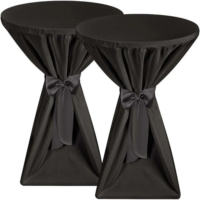Beautissu Premium Stehtischhusse 2-teilig in Schwarz mit Durchmesser 80 cm - Bild 1
