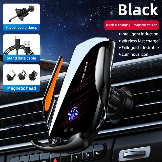 Kabelloses 15 W Autoladegerät mit 360 Grad Rotation und automatischer Klemmung für iPhone und Samsung in Schwarz oder Silber - Bild 1