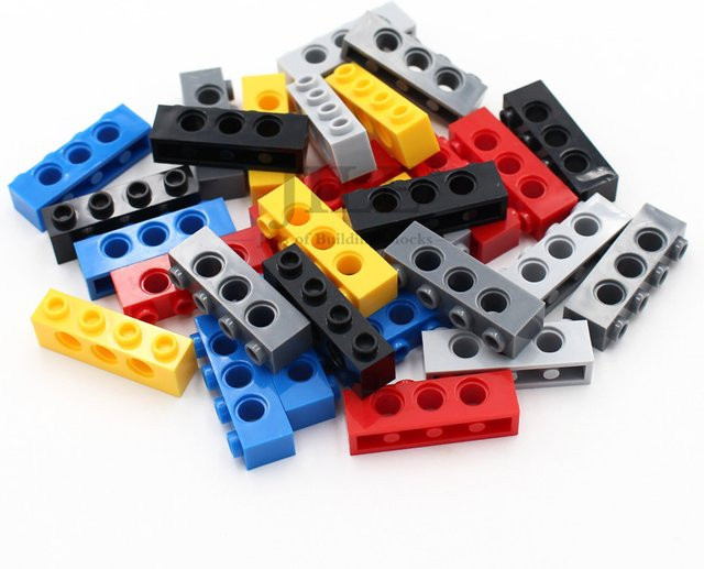 jile Technik-Dickziegel 3701 Ziegel 1x4 mit Loch, Bausteine, 10-teiliges Set - Bild 1