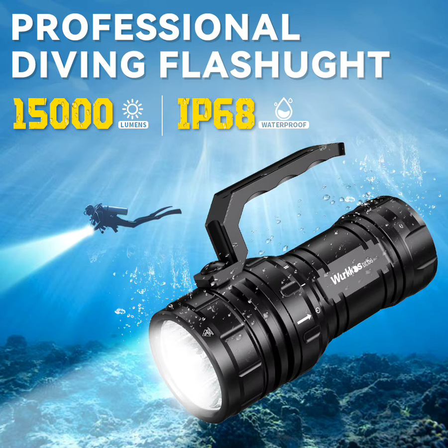 Wurkkos DL06 Hochleistungs-LED-Tauchlampe in Schwarz mit 15000 Lumen, IPX8 wasserdicht und Power Bank Funktion - Bild 3