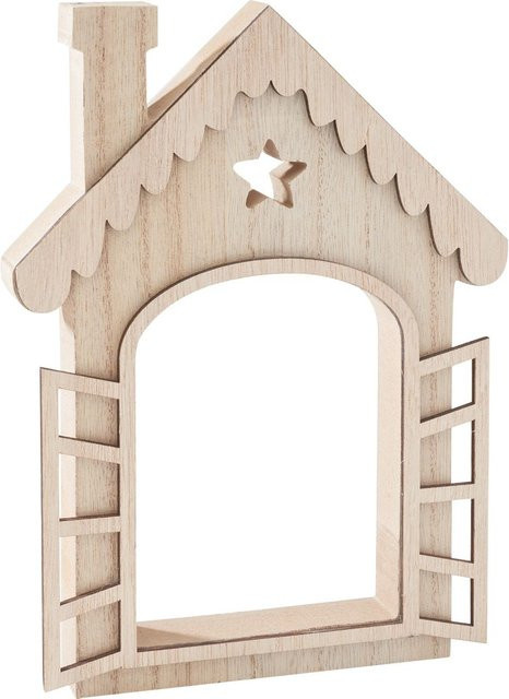 VBS Holz-Haus mit Fensterläden in Beige für Kinder aus MDF-Holz und Sperrholz - Bild 1
