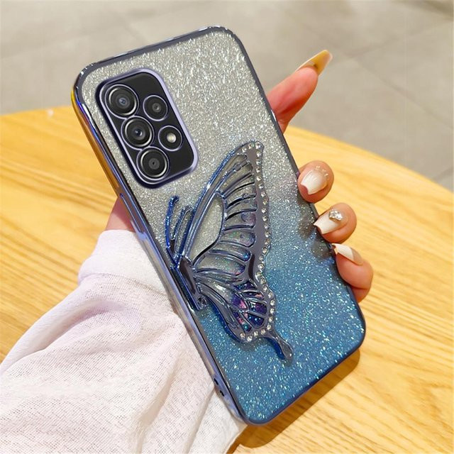Bling Glitzer 3D Schmetterling Treibsand Handyhülle für Samsung Galaxy A52 A50 A32 A22 A12 A31 A70 A51 A30 A71 A72 A21S in Multicolour - Bild 1