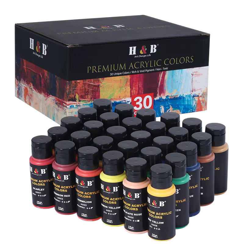 ZJMZYM Acrylfarbe Set mit 30 Farben in Multicolour, 60 ml pro Flasche, wasserfeste Pigmente für Kunst und Handwerk - Bild 5