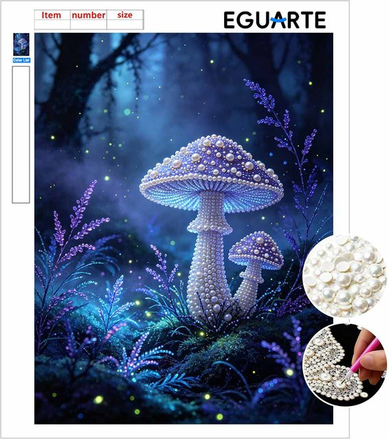 DIY Diamond Painting Set Magischer Pilz mit 3D Perlenkunst Leinwand in Multicolour, Breite: 40 cm, Höhe: 50 cm - Bild 1