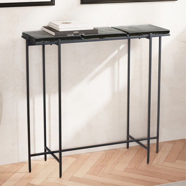 Modern Konsolentisch FineBuy aus Glas und Metall in Schwarz und Transparent, Breite: 90 cm, Höhe: 85 cm, Tiefe: 29 cm - Bild 1