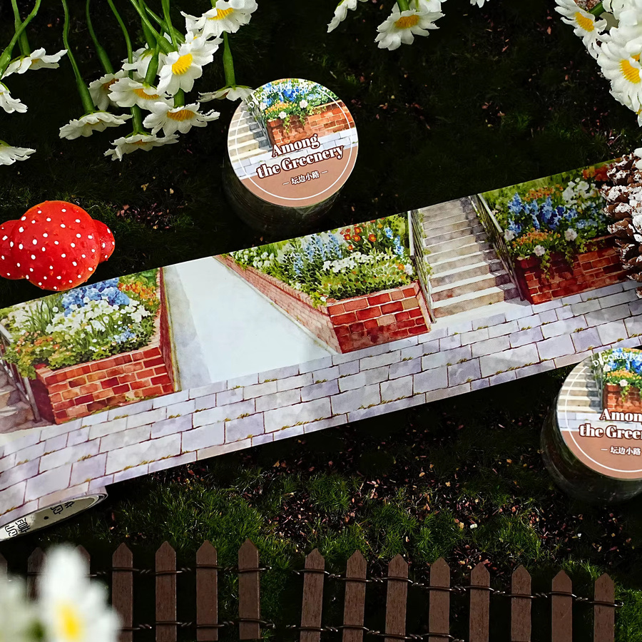 Etori Life Washi Tape Blumenbeet mit Straßenszenenmotiv, Breite: 6 cm, Länge: 2 m, Multicolor - Bild 3