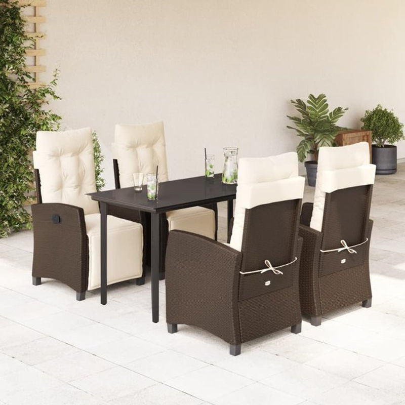 Vidaxl Gartenmöbel-Set aus Polyrattan mit Kissen, 5-teilig, Braun - Bild 1