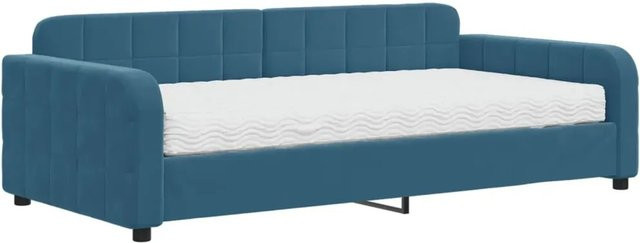 vidaXL Tagesbett mit Matratze in Blau aus Samt mit Armlehnen, B/T/H: 200 x 100 x 71 cm - Bild 1
