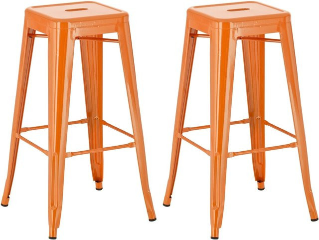CLP 2er Set Barhocker Joshua Orange modern aus Metall stapelbar - Bild 1
