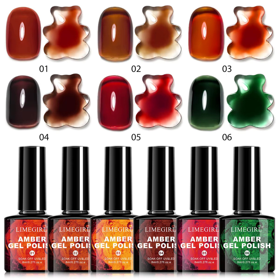 LIMEGIRL Amber Gel Brown Crystal Nagellack, 8 ml, Glänzend - Bild 7